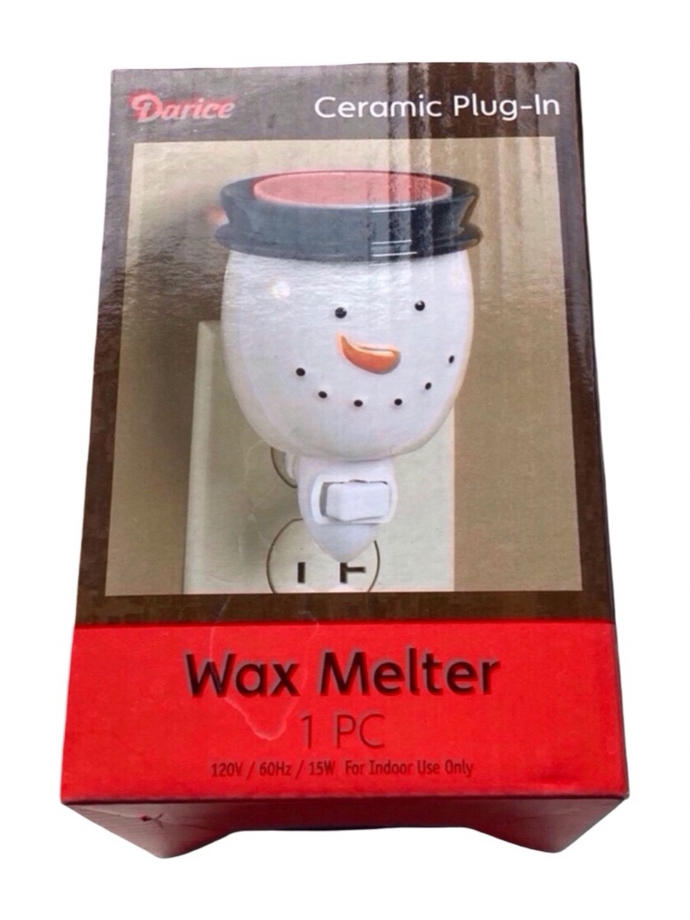 Darice, Ceramic Plug-In Wax Melter, Holiday Snowman, White/Red new in box - Picture 2 of 5
